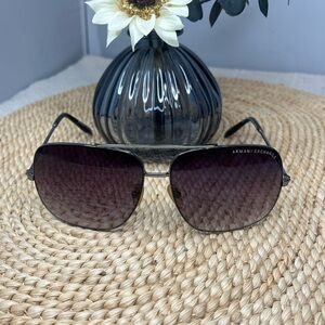 Armani Exchange Black Frame Sunglasses with Gradient Brown Lenses